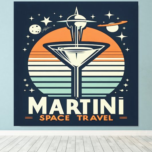Martini Space Travel Lift Off Logo Canvas Afdruk (Insitu (Houten vloer))