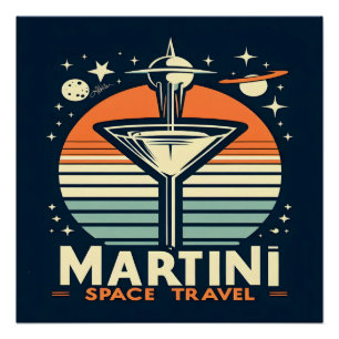 Martini Space Travel Lift Off Logo Perfect Poster