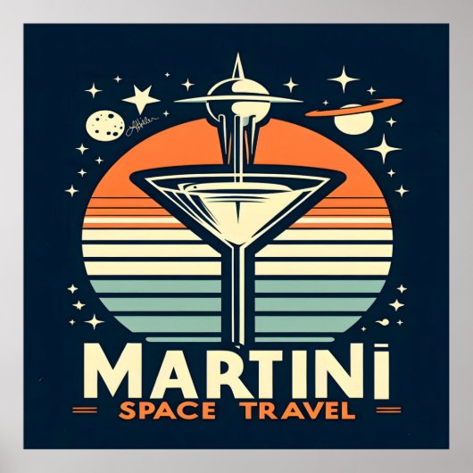 Martini Space Travel Lift Off Logo Poster (Voorkant)