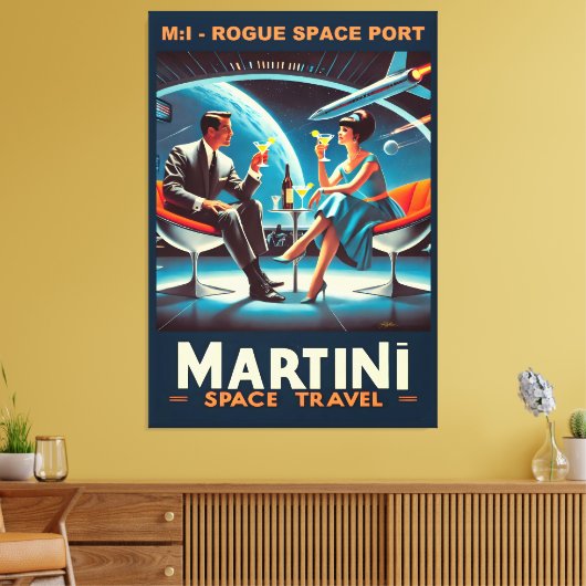 Martini Space Travel Poster Rogue Space Port Canvas Afdruk (Insitu (Woonkamer))