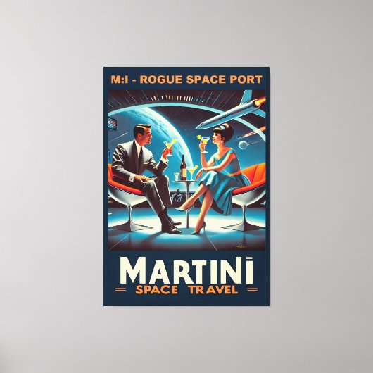 Martini Space Travel Poster Rogue Space Port Canvas Afdruk (Voorkant)