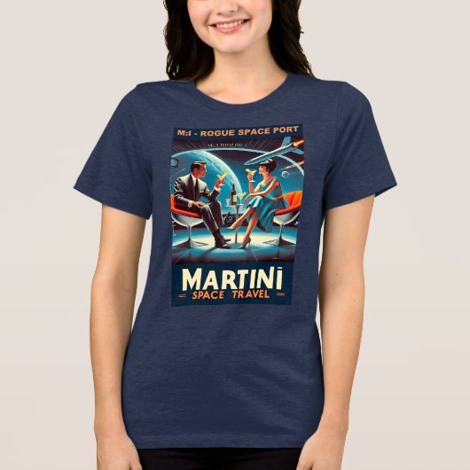 Martini Space Travel Poster Rogue Space Port Tri-Blend Shirt (Voorkant)