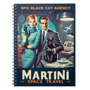 Martini Space Travel Poster SP5: Black Cat Agency Notitieboek