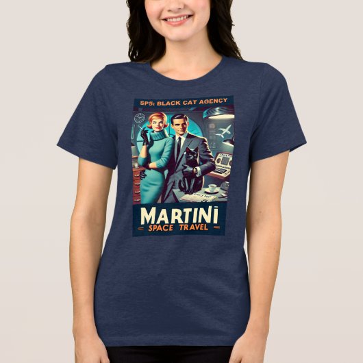 Martini Space Travel Poster SP5: Black Cat Agency Tri-Blend Shirt (Voorkant)
