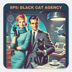 Martini Space Travel Poster SP5: Black Cat Agency Vierkante Sticker