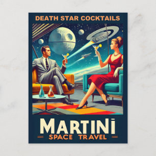Martini Space Travel Posters Death Star Cocktails Briefkaart
