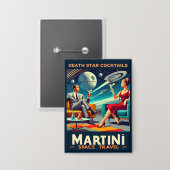 Martini Space Travel Posters Death Star Cocktails Button (Voorkant / Achterkant)