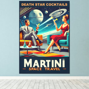 Martini Space Travel Posters Death Star Cocktails Canvas Afdruk