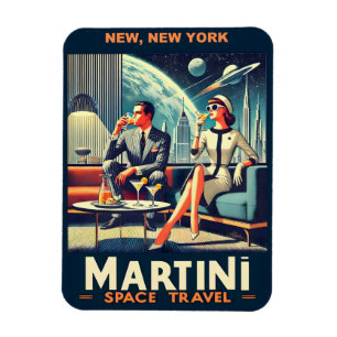 Martini Space Travel Posters Nieuw, New York Magneet