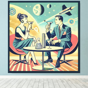 Martini Space Travel Posters Vluchtbemanning Canvas Afdruk