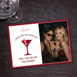 Martini-thema Galentine's Day - Cute Bestie Roze Feestdagenkaart