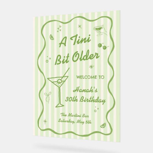 Martini thema Verjaardagsfeest Acryl Bord (Hoek)