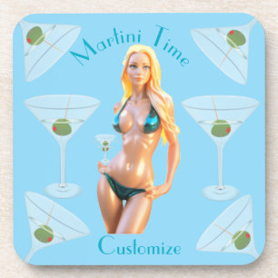 Martini tijd Bikini Babe Thunder_Cove  Bier Onderzetter