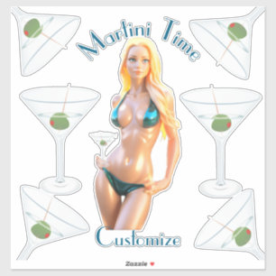 Martini tijd Bikini Babe Thunder_Cove  Sticker