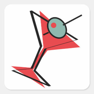 Martini tijd rechts vierkante sticker