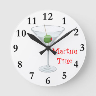 Martini Time Cocktail Glass met Olive Happy Hour Ronde Klok