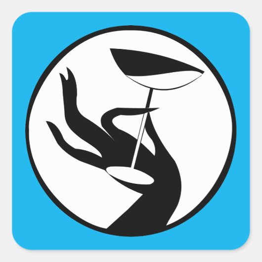 Martini Time High Mode Art Deco Vierkante Sticker (Voorkant)