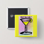 MARTINI TIME LEMON DROP PASTEL PRINT-Jill Vierkante Button 5,1 Cm (Voorkant /achterkant)
