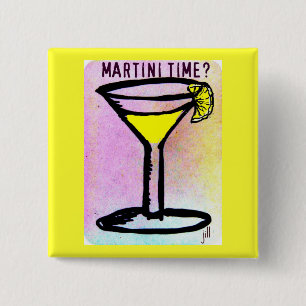 MARTINI TIME LEMON DROP PASTEL PRINT-Jill Vierkante Button 5,1 Cm