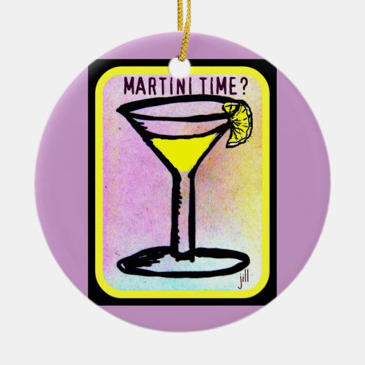 MARTINI TIME LEMON DROP PRINT KERAMISCH ORNAMENT (Voorkant)