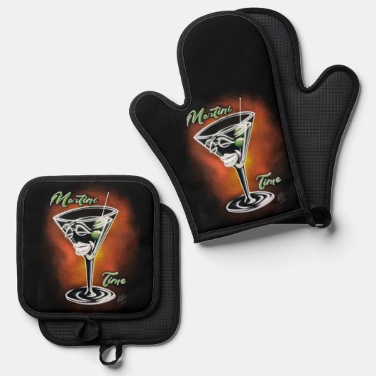 Martini Time Ovenwant & Pannenlap Set (Voorkant / Achterkant)