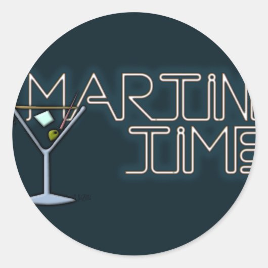 Martini Time Ronde Sticker (Voorkant)