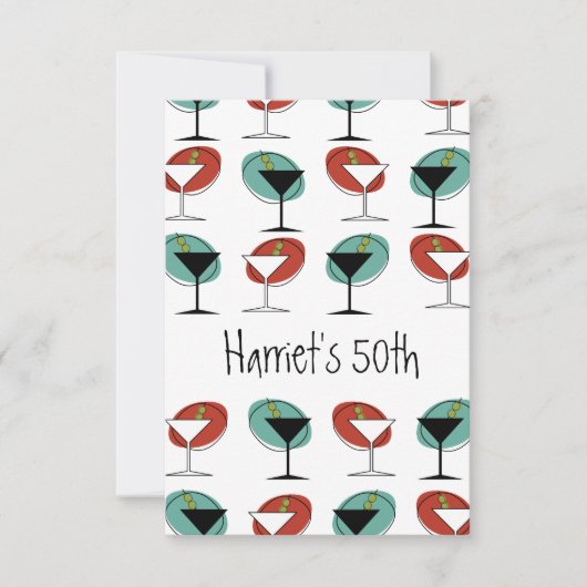 Martini verre design anniversaire ou invitation à  (Devant)