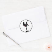 Martini verre fille noir blanc rose stickers (Enveloppe)