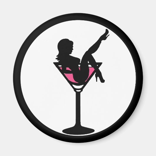 Martini verre fille silhouette simple aimant (Devant)