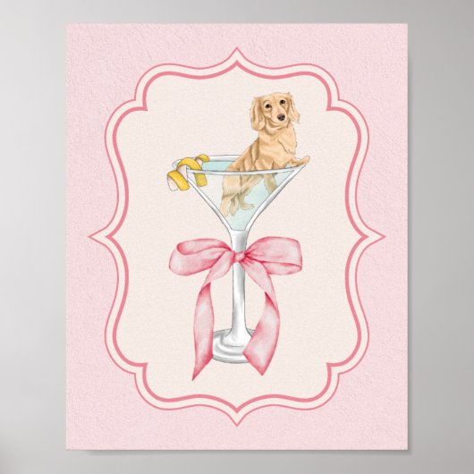 Martini Weenie Coquette Dachshund Waterverf Poster (Voorkant)