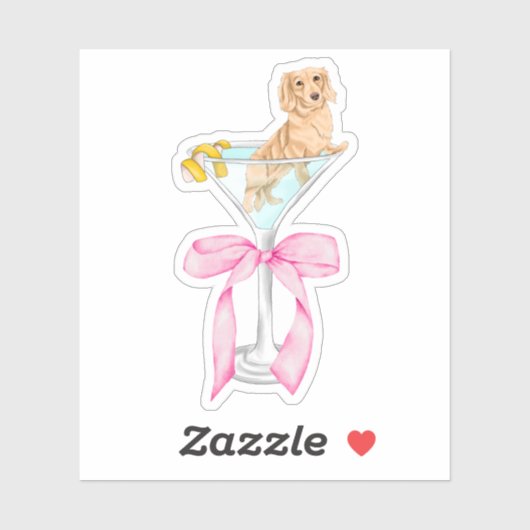 Martini Weenie Coquette Dachshund Waterverf Sticker (Vel)