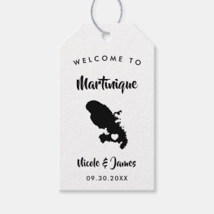 Martinique bruiloft welkomsttas Labels, eilandkaar Cadeaulabel