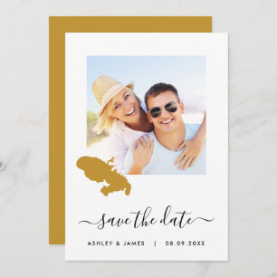 Martinique Map Foto Wedding Save the Date Kaart