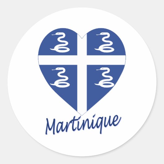 Martinique Vlag Hart Ronde Sticker (Voorkant)