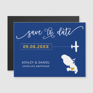 Martinique Wedding Save the Date Kaart, Map Magnetische Uitnodiging