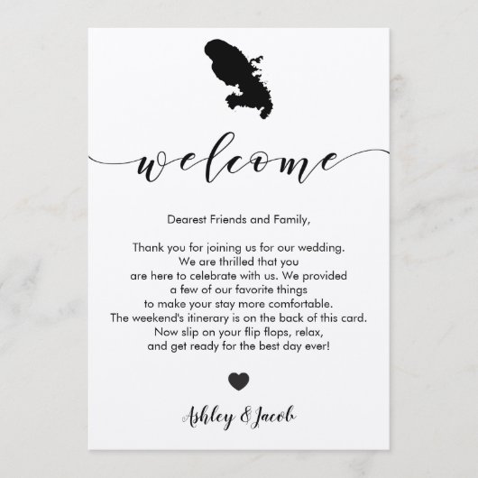 Martinique Wedding Welkomstbrief & reisroute Programma (Voorkant)