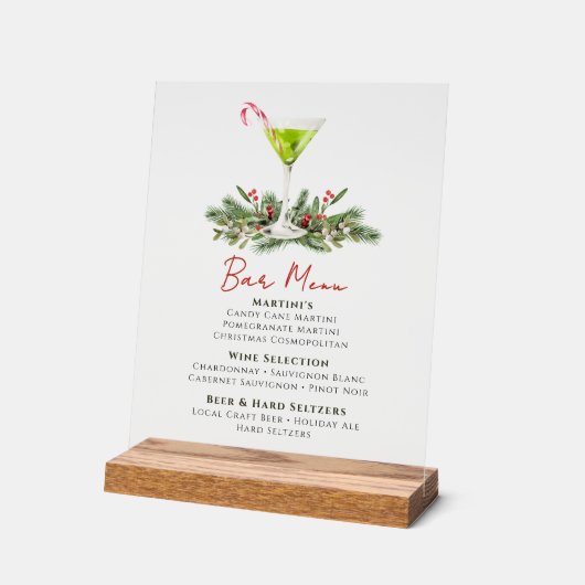 Martinis and Mistletoe Holiday Party Bar Menu (Angle)