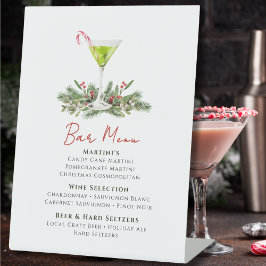 Martinis and Mistletoe Holiday Party Bar Menu Reclamebord Met Voetstuk