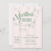 Martinis & Bikinis Birthday Invitation | Pool Part Kaart (Voorkant)