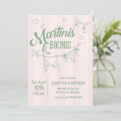 Martinis & Bikinis Birthday Invitation | Pool Part Kaart (Staand voorkant)