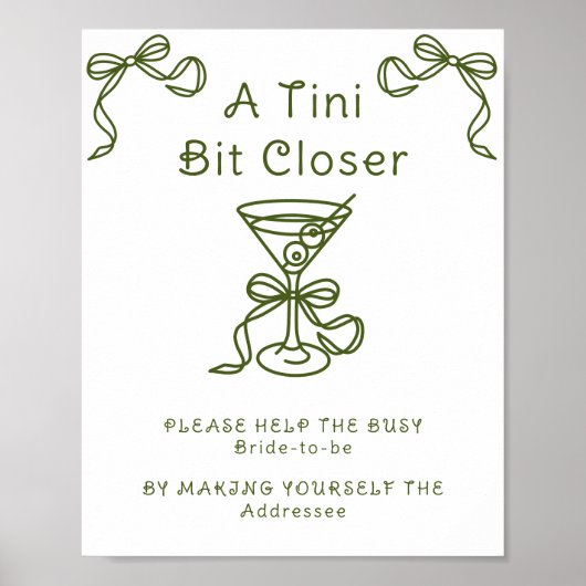 Martinis & Bow Help de drukke bruid Adres Poster (Voorkant)