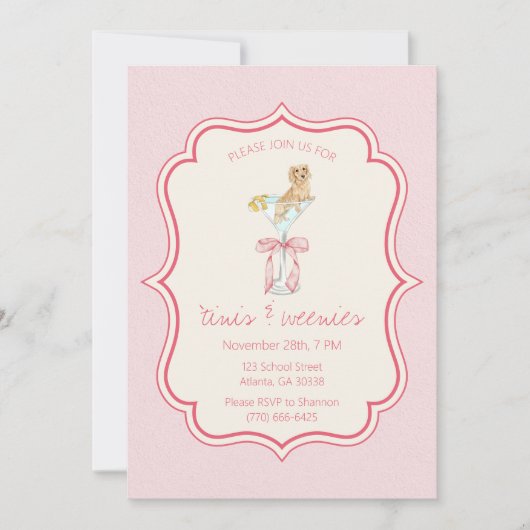 Martinis en Weenies Coquette Teckel Verjaardag Kaart (Voorkant)