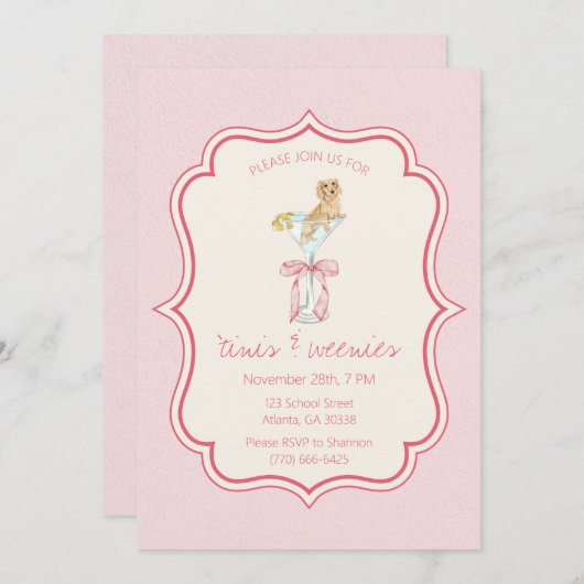 Martinis en Weenies Coquette Teckel Verjaardag Kaart (Voorkant / Achterkant)