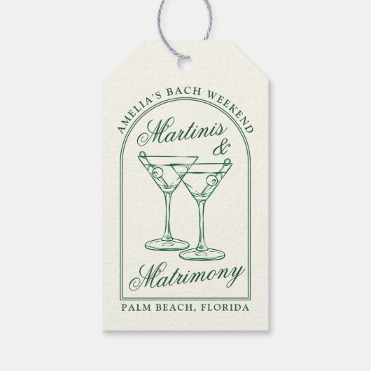Martinis & Huwelijk Bachelorette Weekend Cadeaulabel (Achterkant)