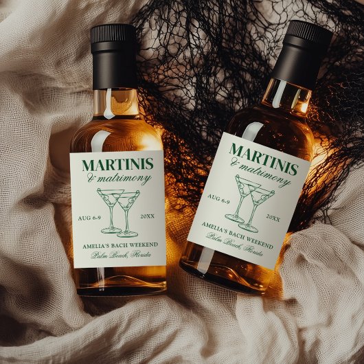 Martinis & Huwelijk Bachelorette Weekend Likeurfles Etiket