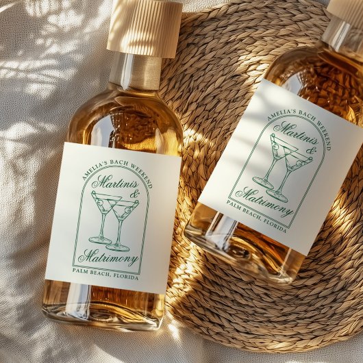 Martinis & Huwelijk Bachelorette Weekend Likeurfles Etiket