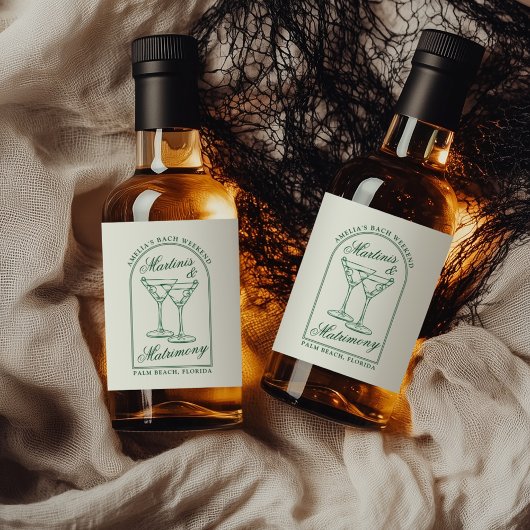 Martinis & Huwelijk Bachelorette Weekend Likeurfles Etiket