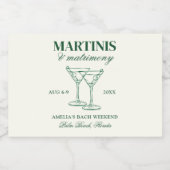 Martinis & Huwelijk Bachelorette Weekend Likeurfles Etiket (Enkel label)