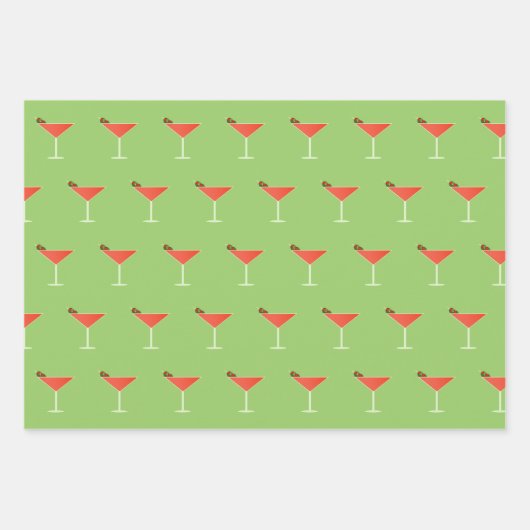 Martinis, Olijven en Stripes Assorted Inpakpapier Vel (Voorkant 3)