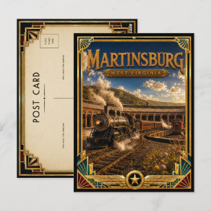 Martinsburg West Virginia Vintage Art Deco Gouden Briefkaart